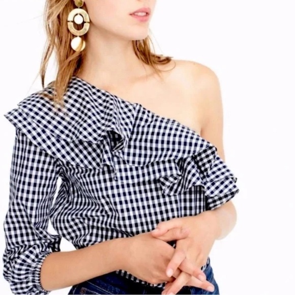 J. Crew Tops - NWT J.Crew Checkered One-Sleeve Blouse | Women’s Petite 0P | Stylish Flowy Top |